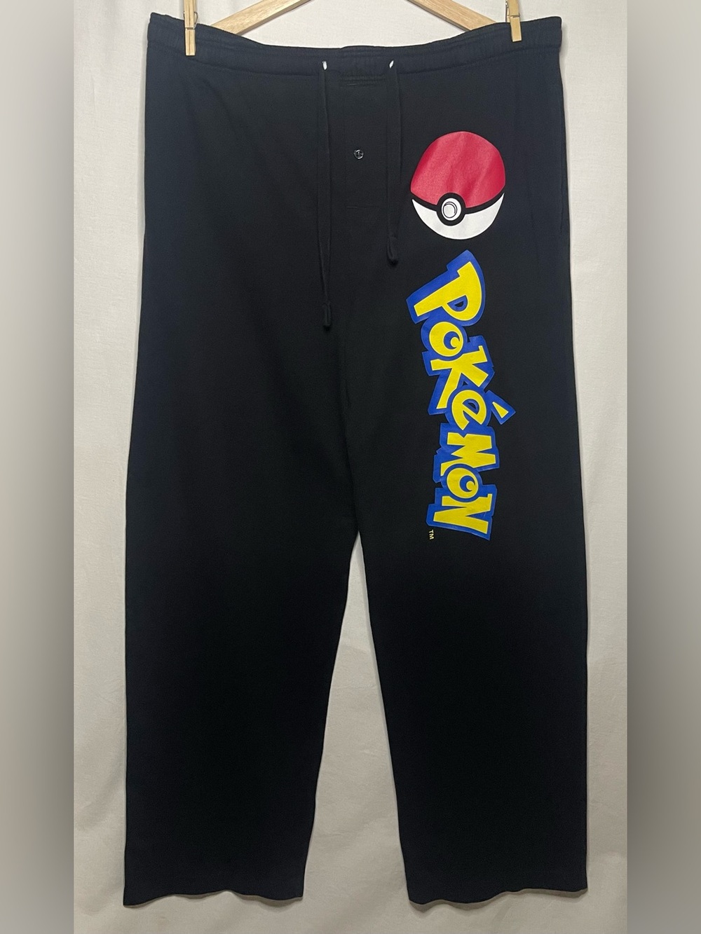 Black Pokémon Logo Elastic Waist & Drawstring Pajamas Size Medium
